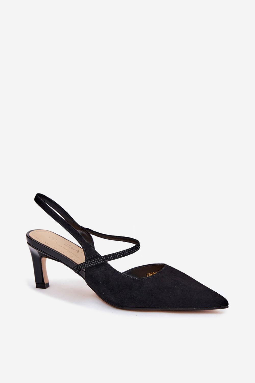Step In Style Black Slim Fit Suede Heeled Sandals - view 2