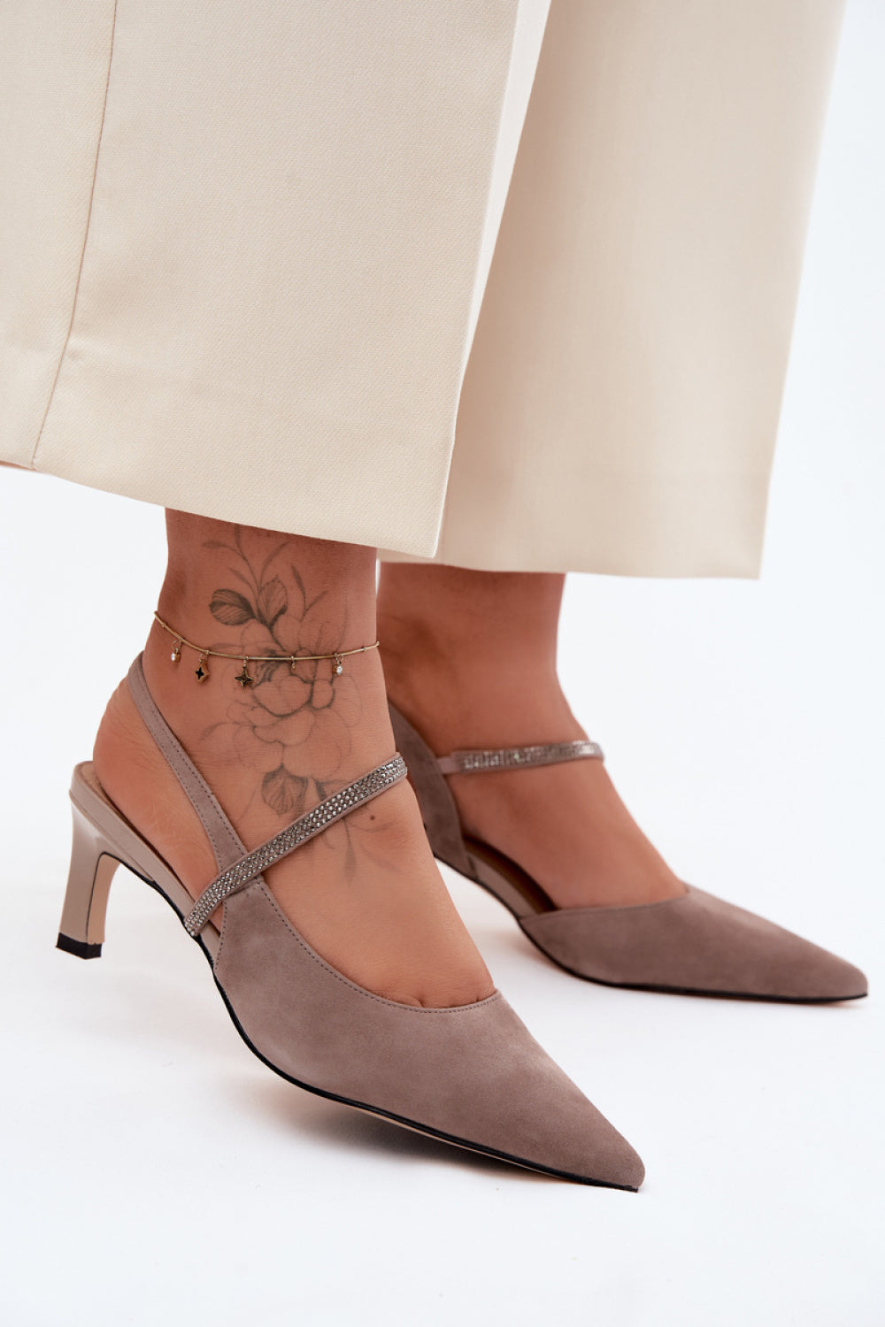 Step In Style Beige Suede Block Heel Heeled Sandals