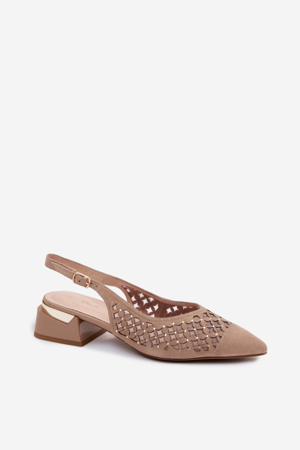 Step In Style Beige Mesh Block Heel Heeled Sandals - view 2