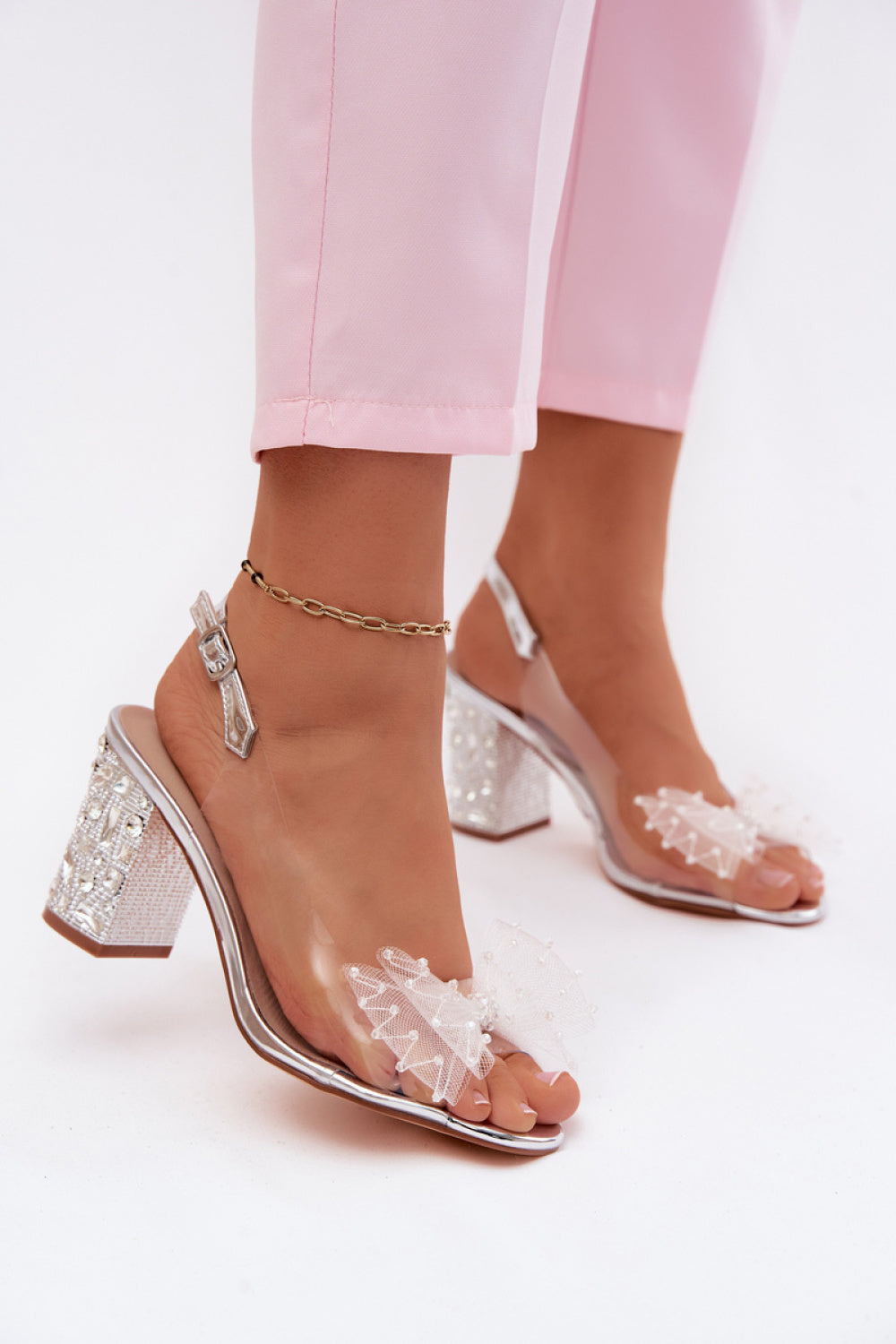 Step In Style Silver Mesh Stiletto Heeled Sandals
