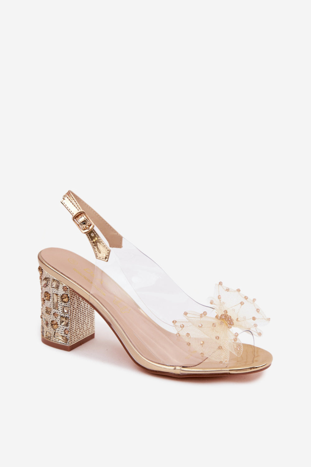 Step In Style Gold Mesh Heeled Sandals - view 2