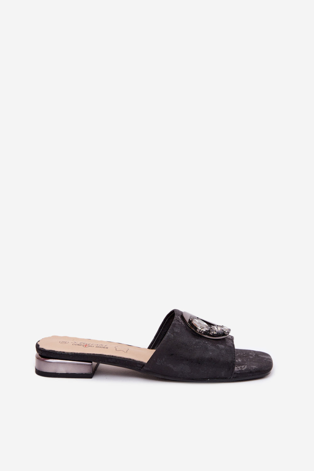 Step In Style Black Faux Leather Flat Flip Flops - view 2