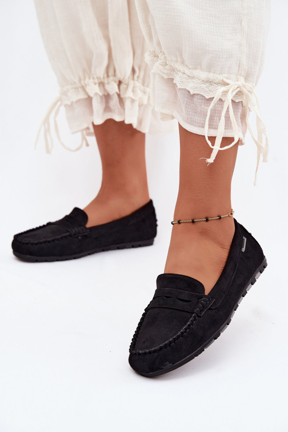 Step In Style Galadriel Black Faux Leather Moccasins