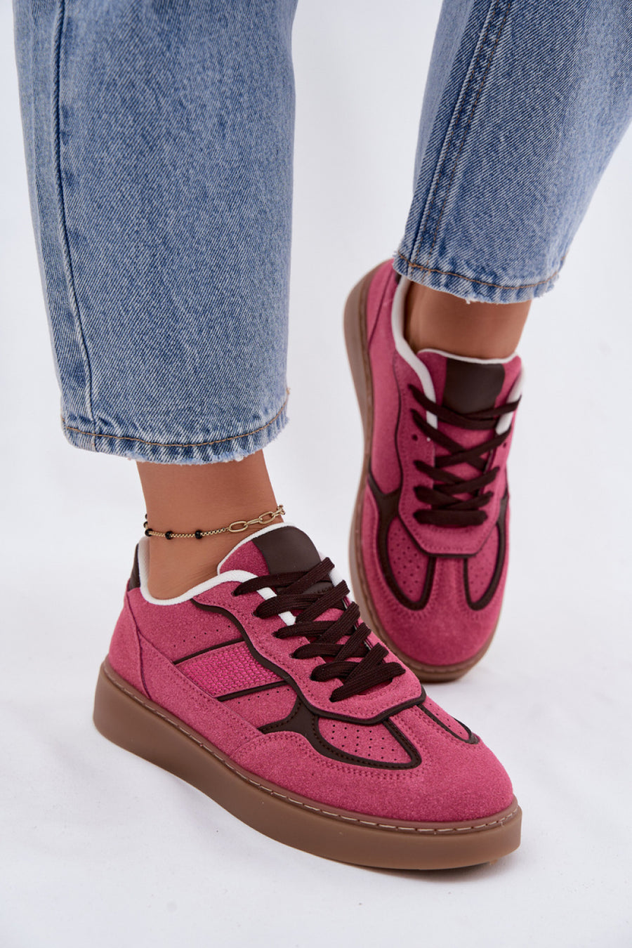 Step In Style Fuchsia Faux Suede Trainers