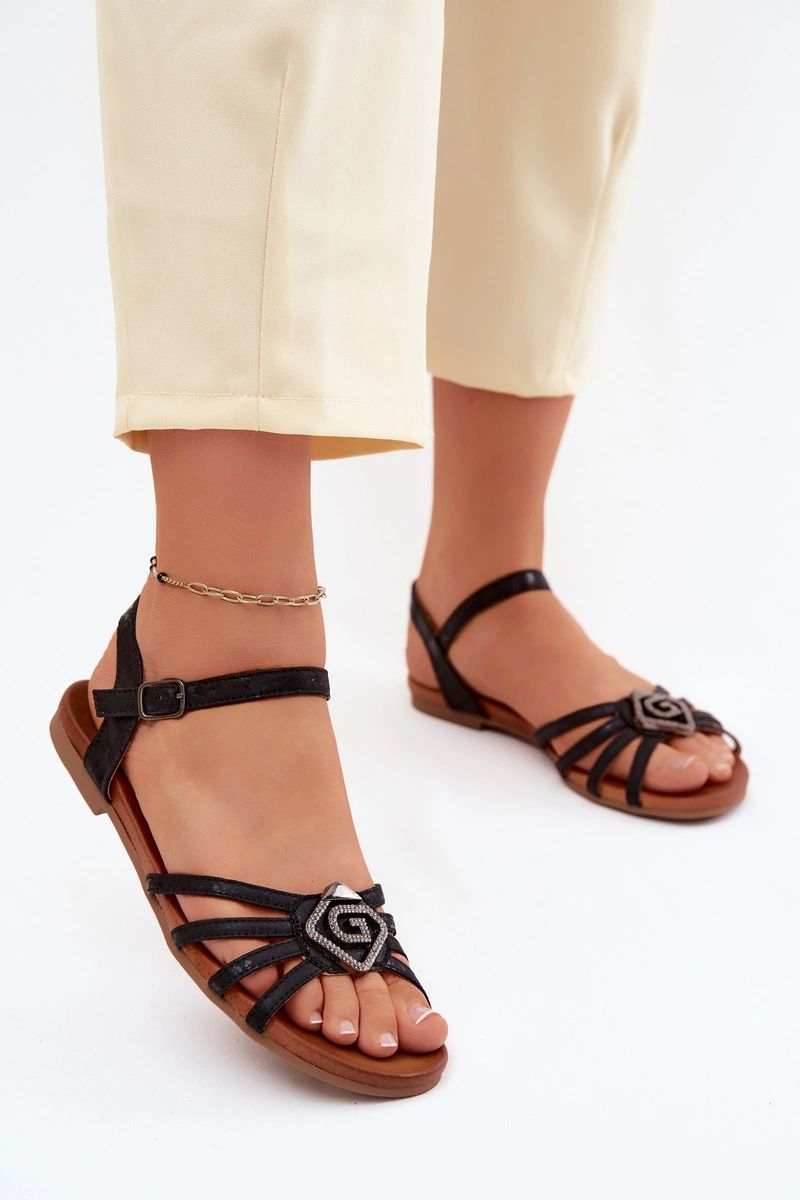 Step In Style Black Flat Sandals - view 4