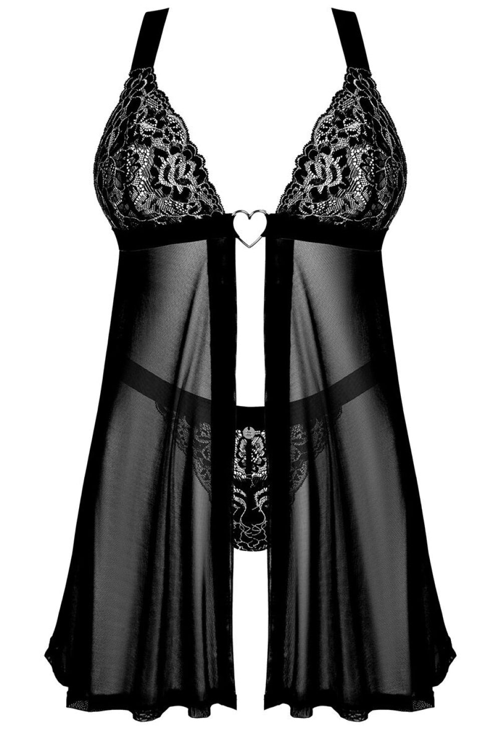 Obsessive Elianes Babydoll Black Lace Sexy Lingerie Set - view 2
