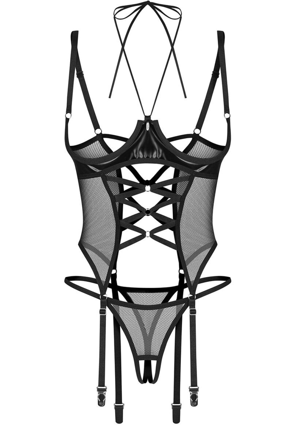 Obsessive Gorset Dominna Black Mesh Underwired Sexy Lingerie Set