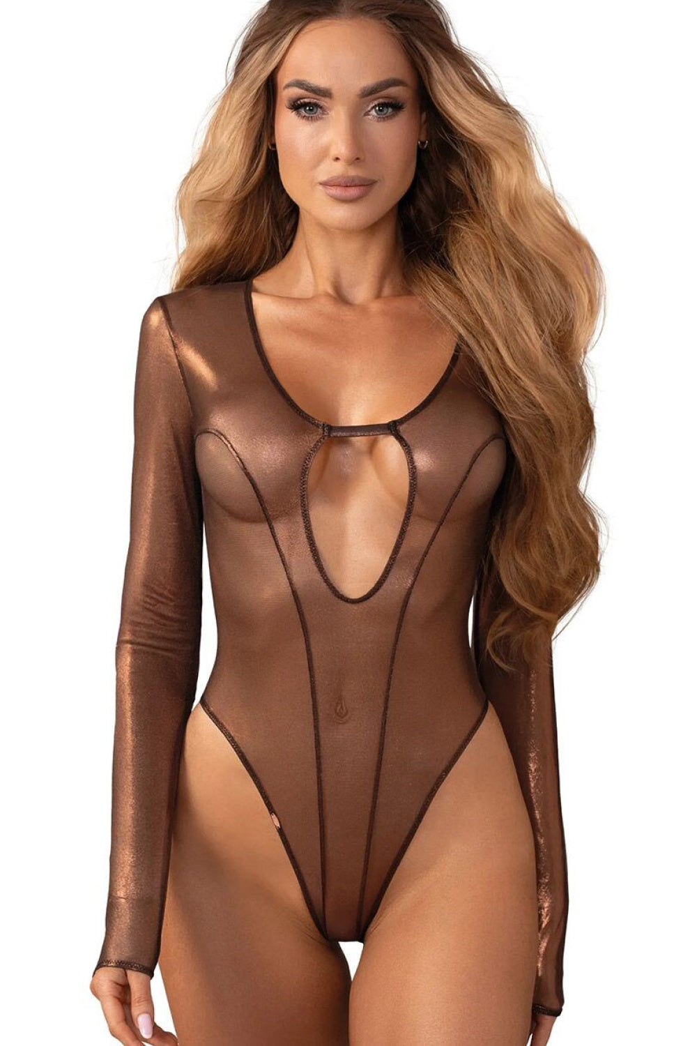 Obsessive Soranna Chocolate Mesh Bodysuit