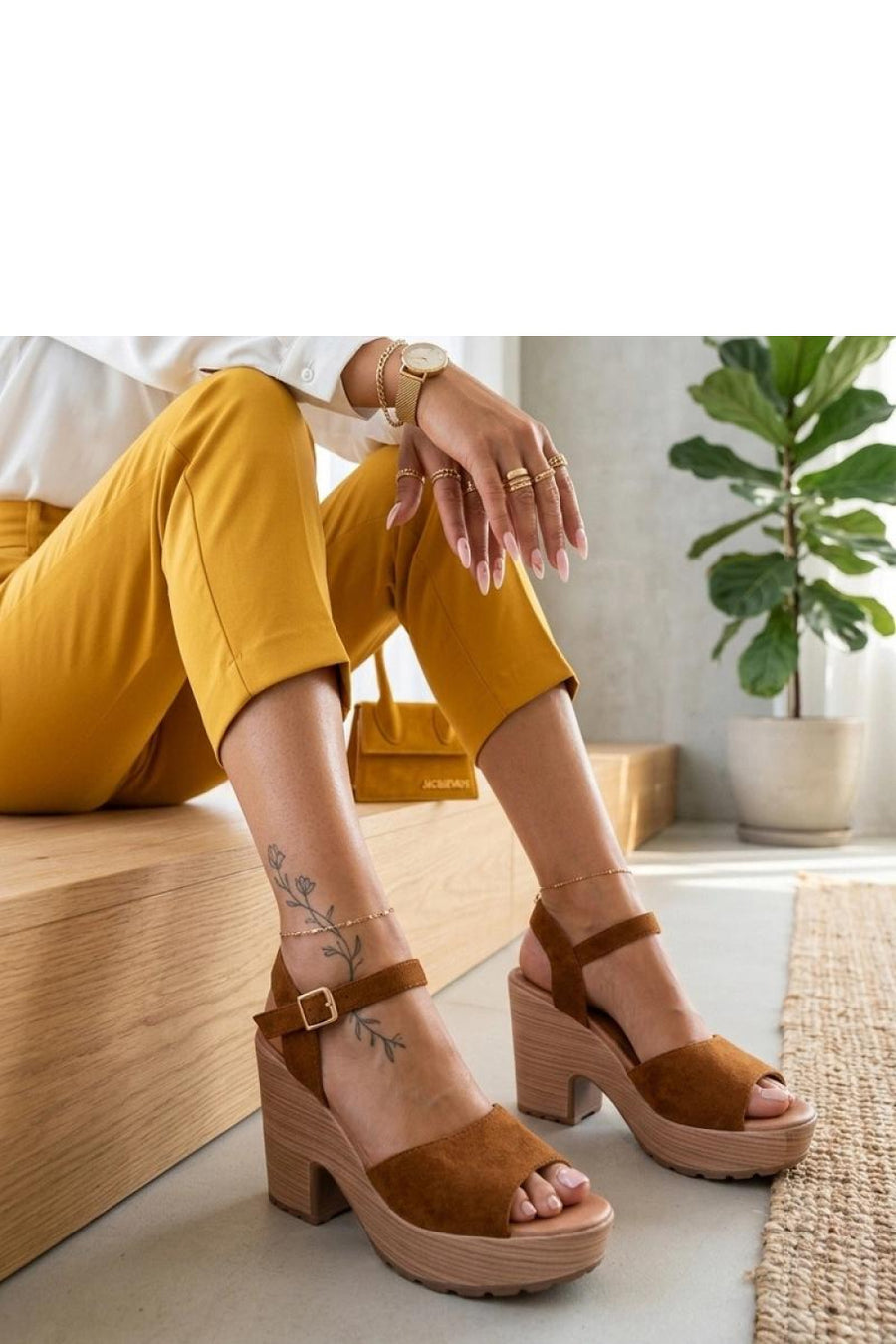 Solea Elara Camel Faux Leather Heeled Sandals