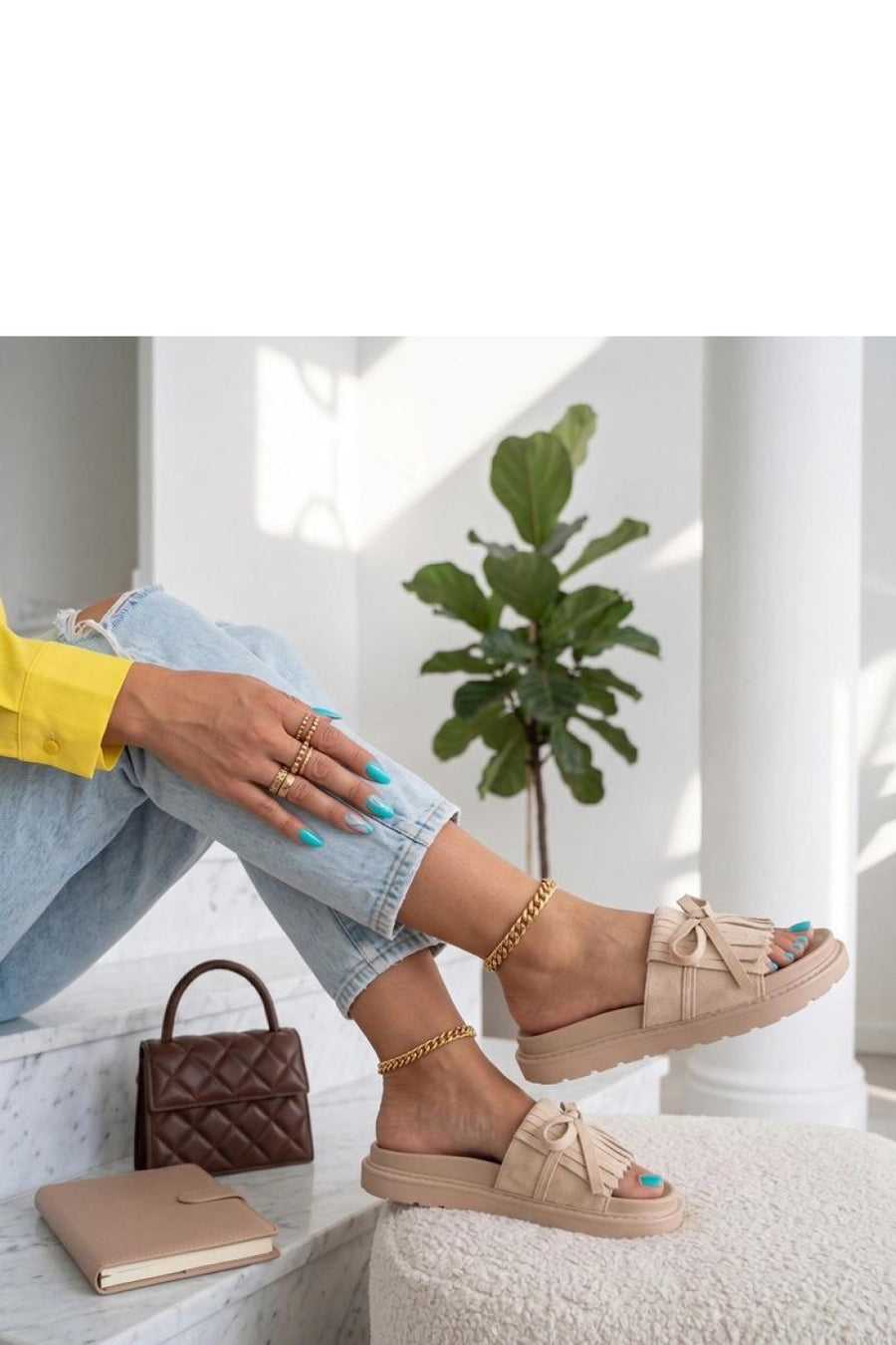 Solea Florence Beige Faux Leather Platform Sandals