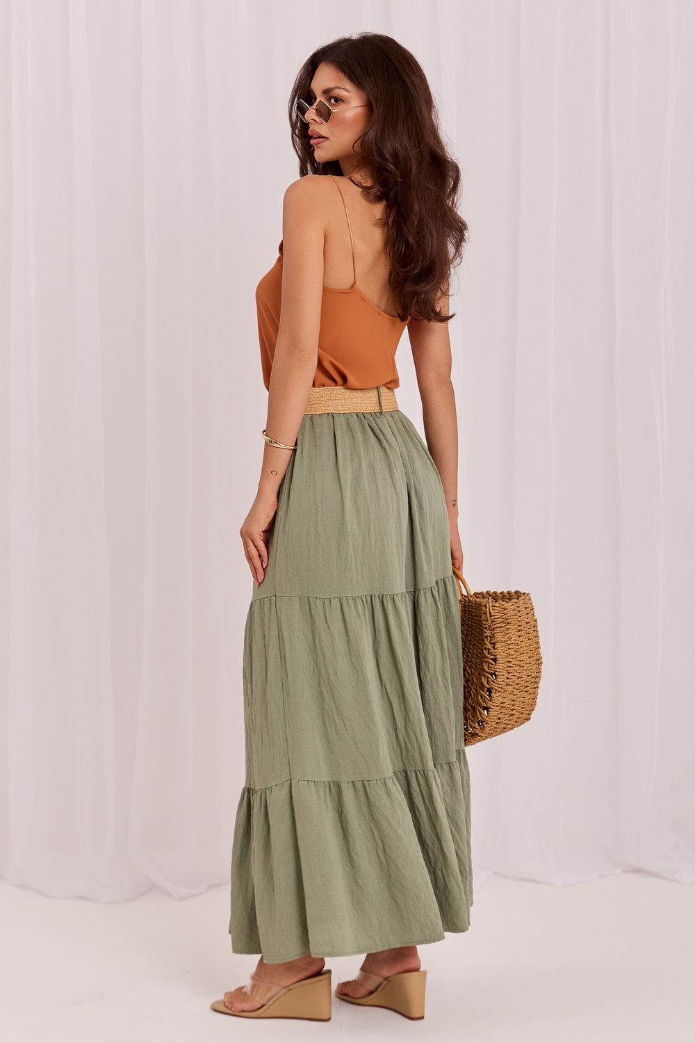 Italy Moda Khaki Maxi Skirt - view 3