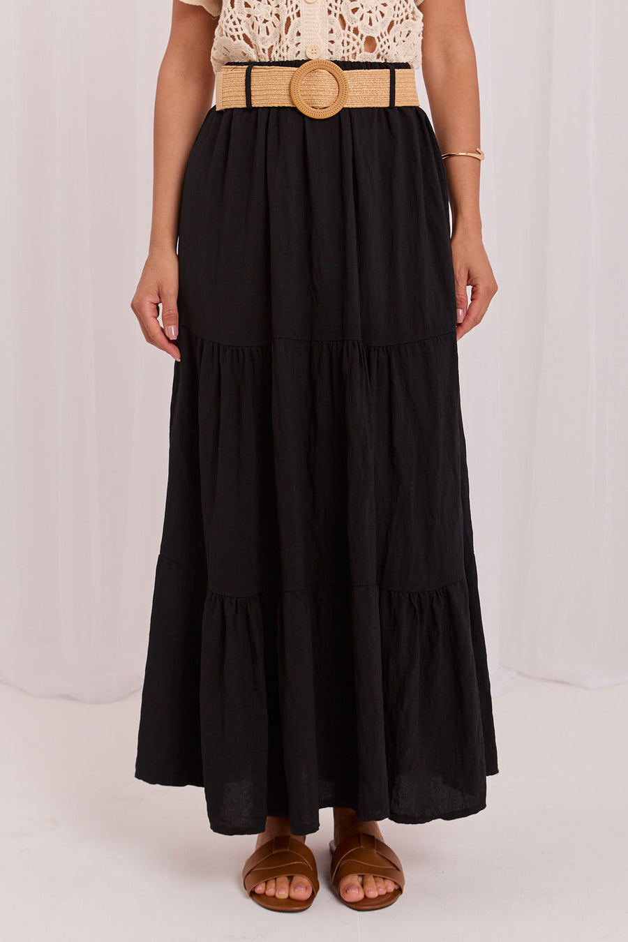 Italy Moda Black Maxi Skirt