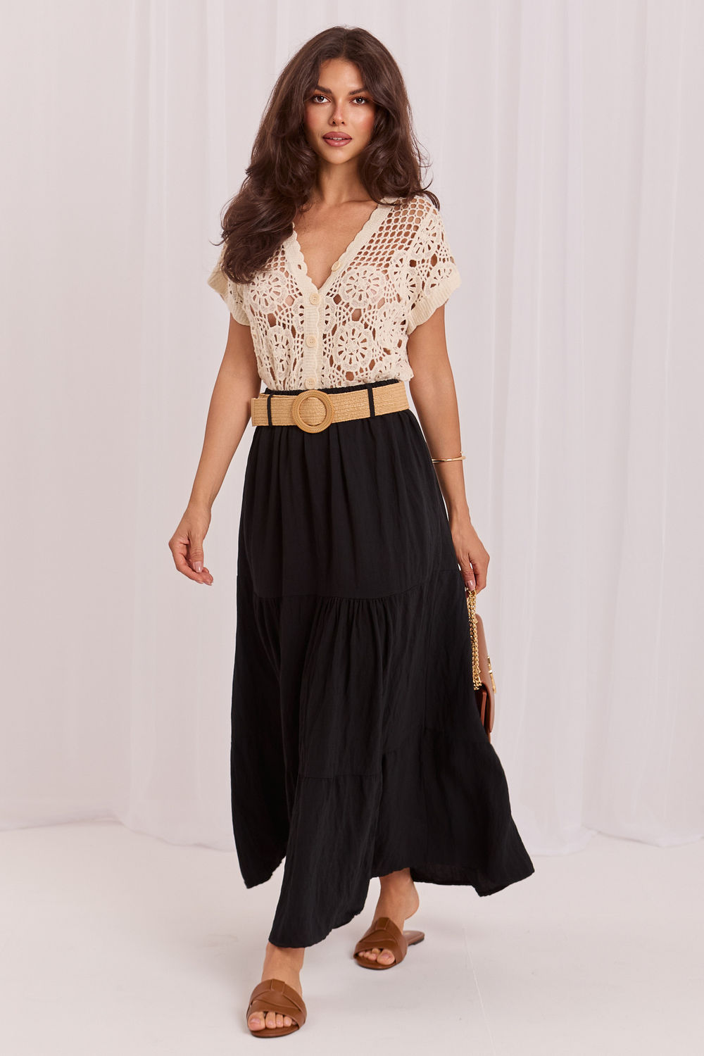 Italy Moda Black Maxi Skirt - view 2