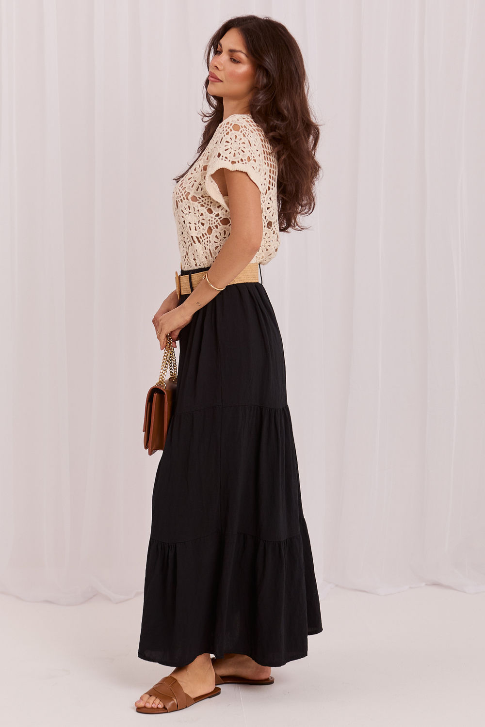 Italy Moda Black Maxi Skirt - view 3