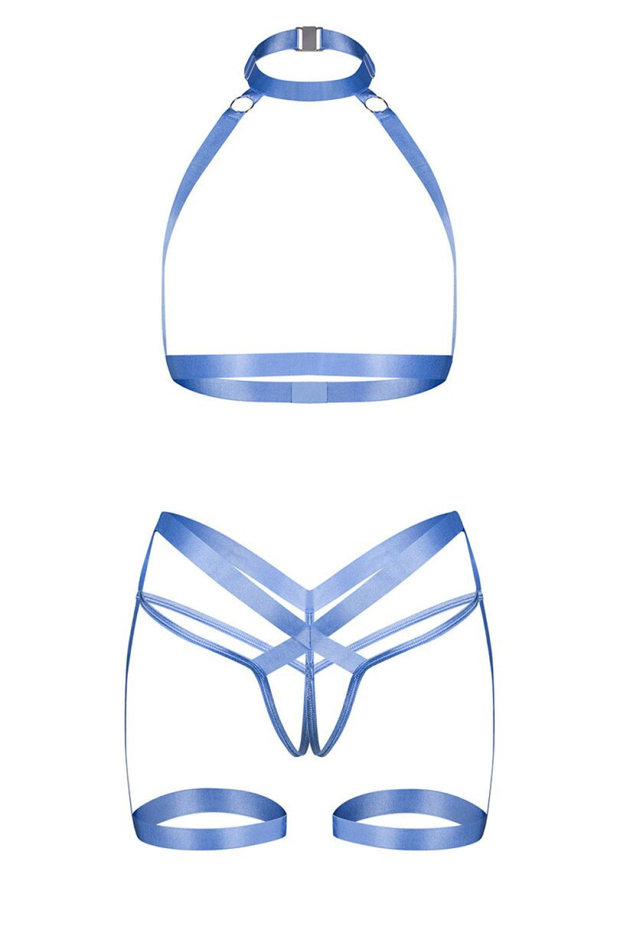 Obsessive Shaderi Harness Sky Blue Suspender Sexy Lingerie Set