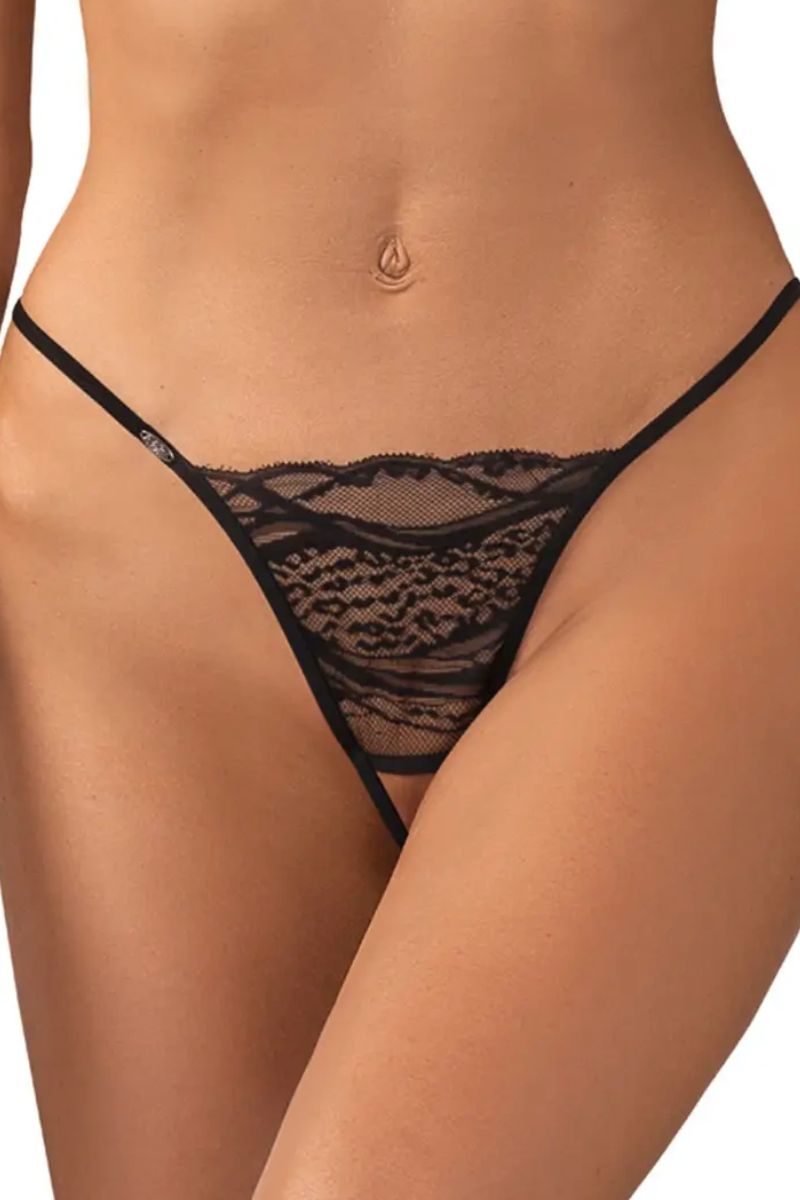 Obsessive Stringi Bianca Black Lace Co-Ord Set - view 5