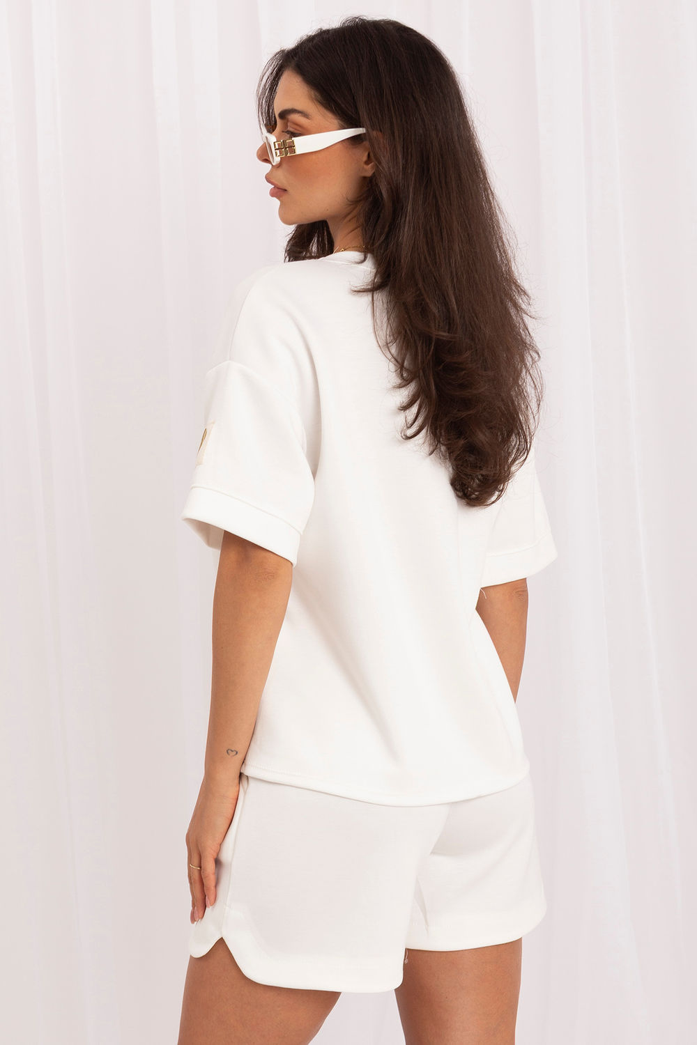 Italy Moda Ecru V-Neck Cotton Co-Ord Set - view 3