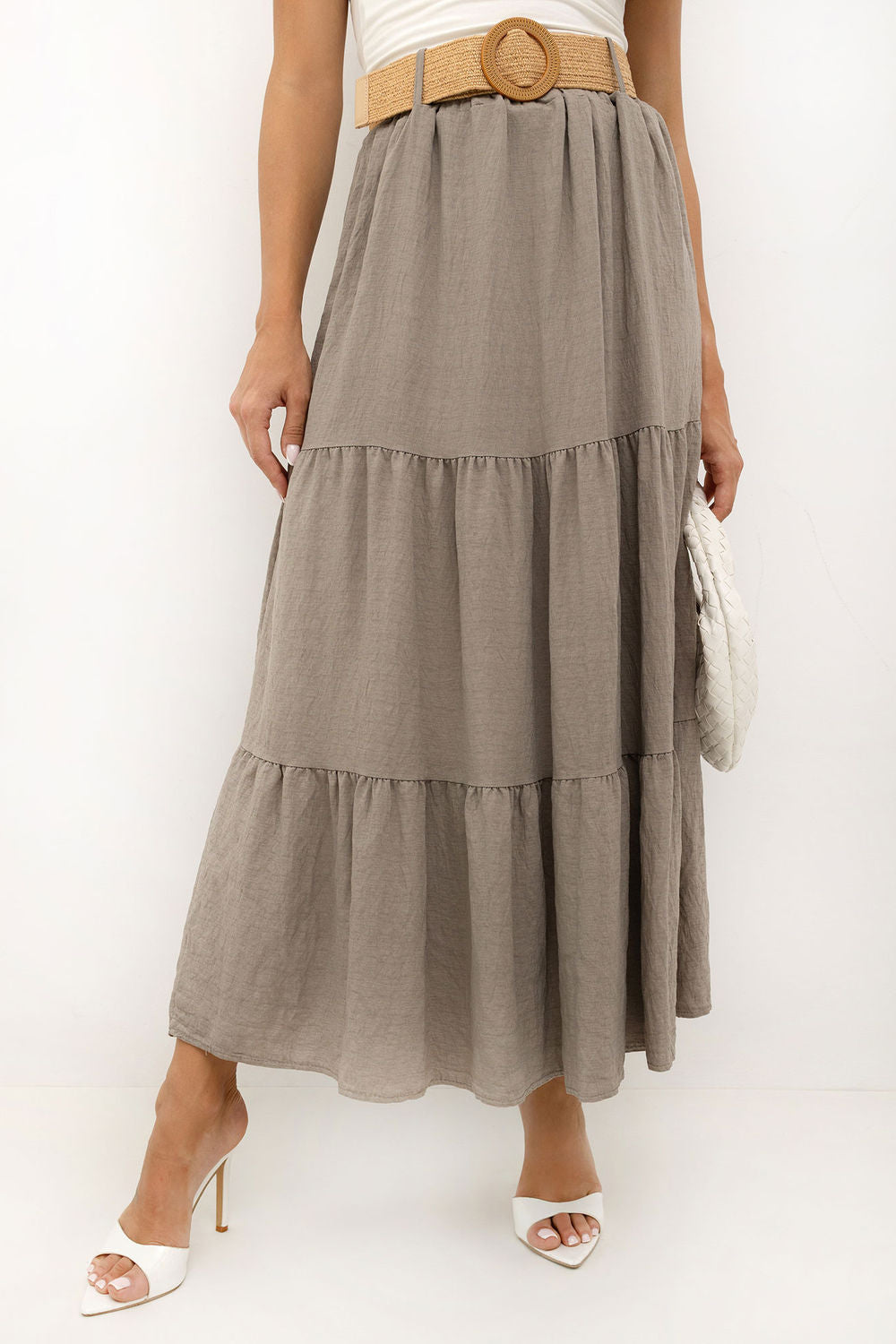 Italy Moda Dark Beige Maxi Skirt