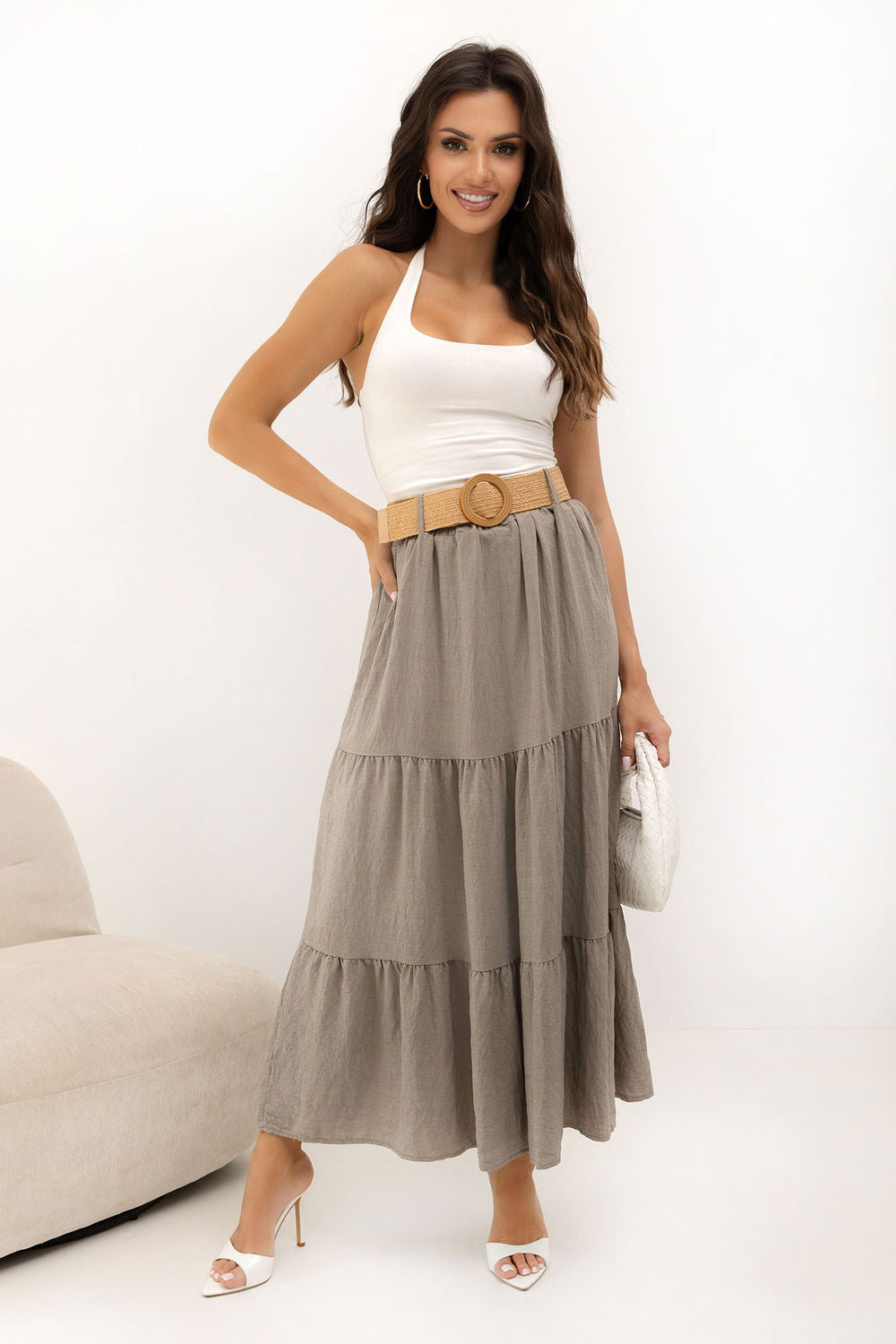 Italy Moda Dark Beige Maxi Skirt - view 2