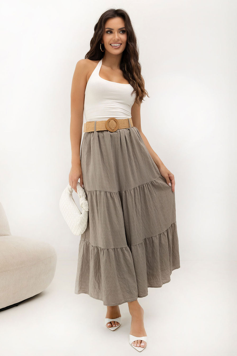 Italy Moda Dark Beige Maxi Skirt - view 4