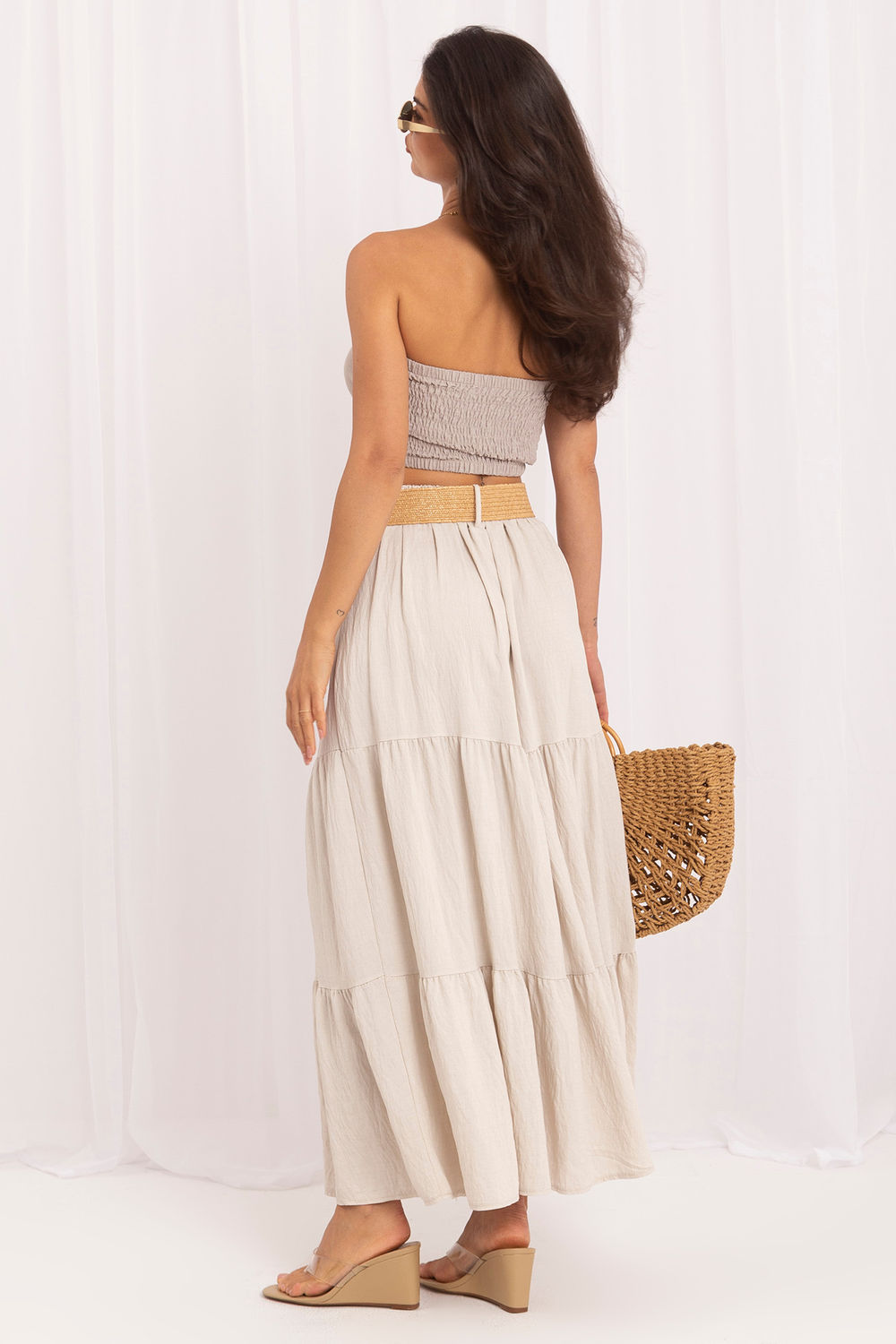 Italy Moda Light Beige Maxi Skirt - view 3