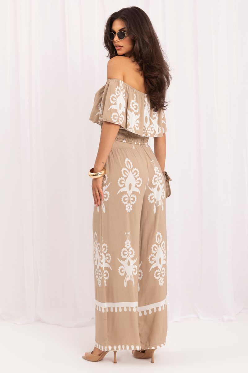 Italy Moda Beige Off Shoulder Sleeveless Co-Ord Set - view 3