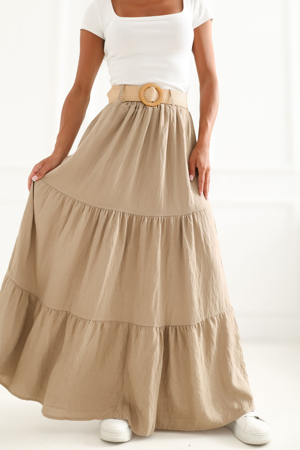 Italy Moda Camel Maxi Skirt