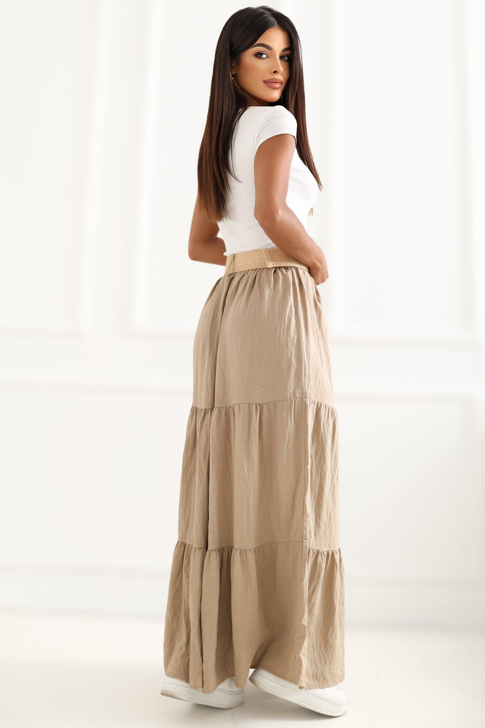 Italy Moda Camel Maxi Skirt - view 3