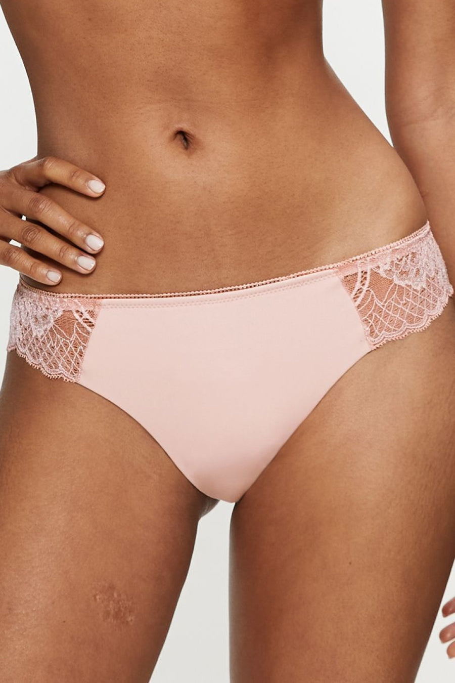 Triumph Powder Beige Lace Floral Brazilian Knickers