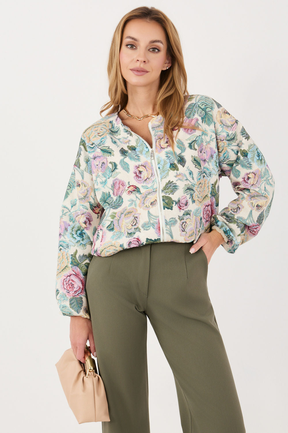 Italy Moda Green Floral Hooded Jacket