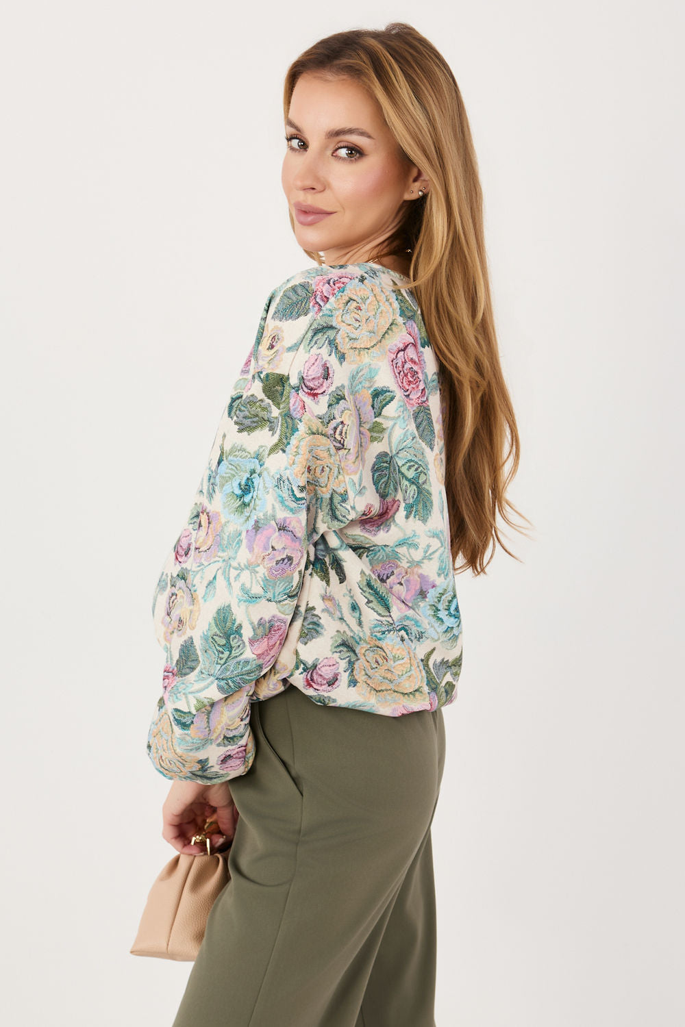 Italy Moda Green Floral Hooded Jacket - view 2