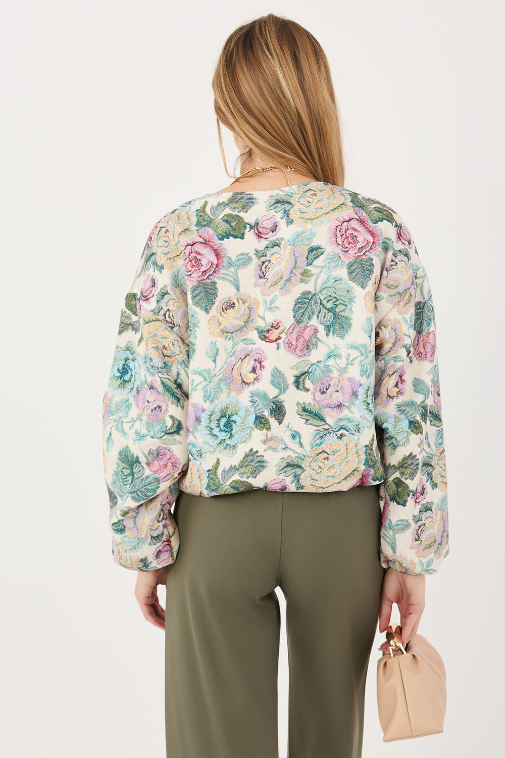 Italy Moda Green Floral Hooded Jacket - view 3