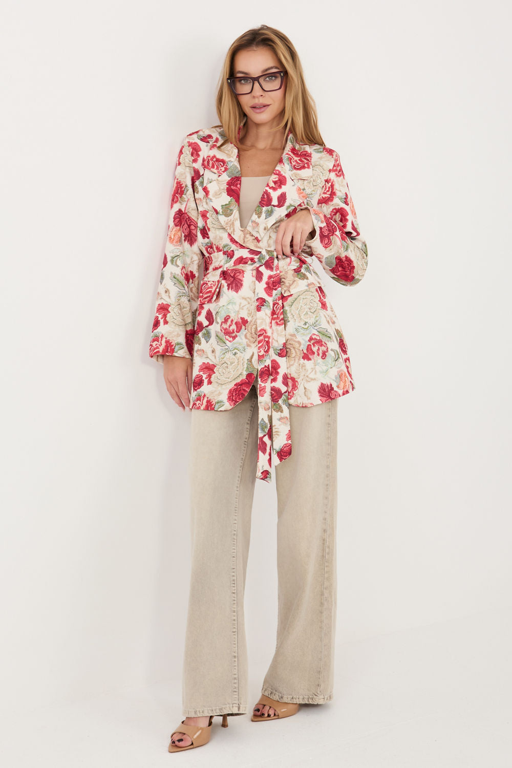 Italy Moda Red Floral Jacket - view 2