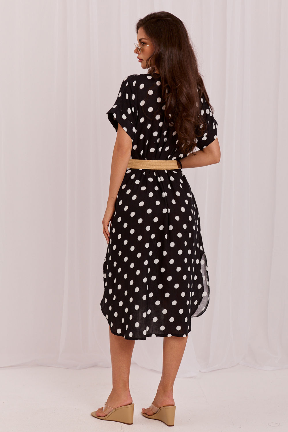 Italy Moda Black Midi Polka Dot Dress - view 3