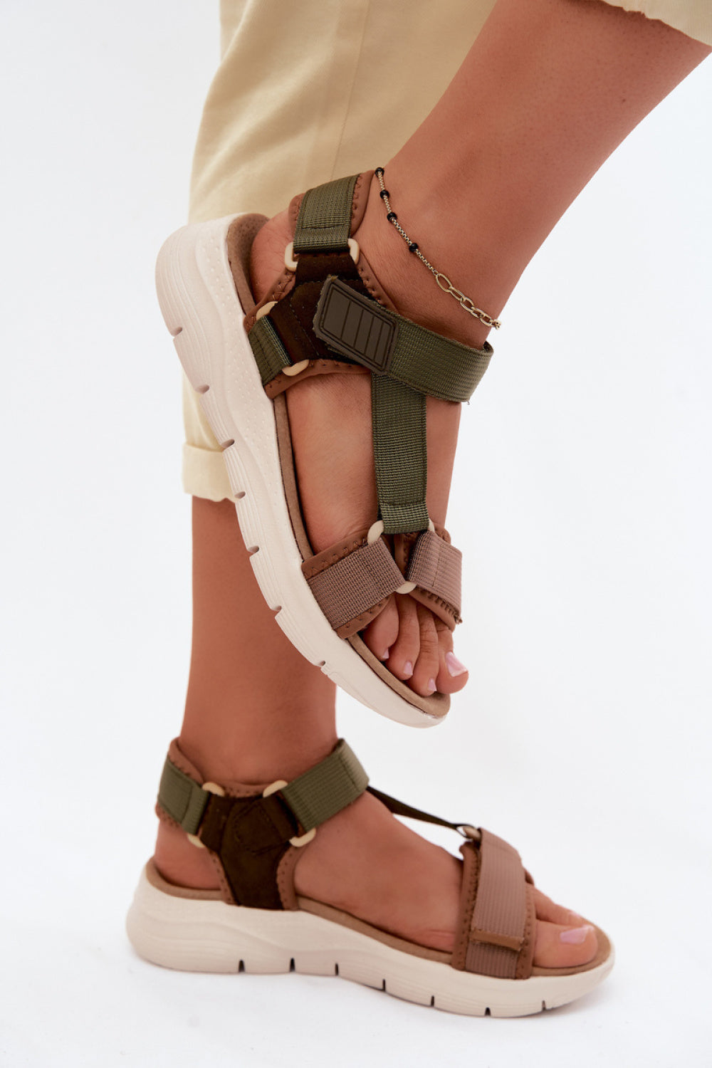 Step In Style Artikar Green Platform Sandals