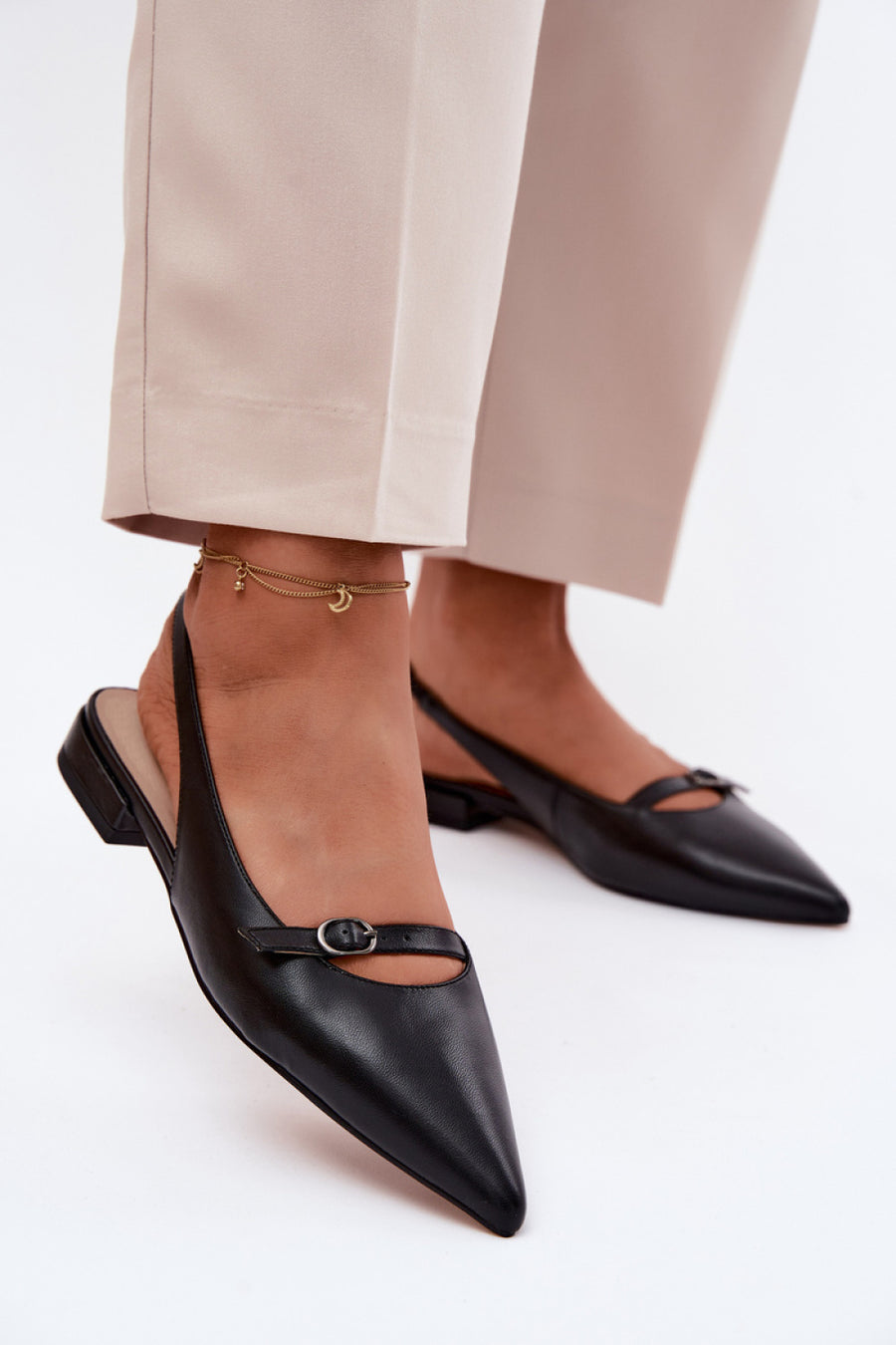 Step In Style Maciejka Black Leather Sandals with Buckle