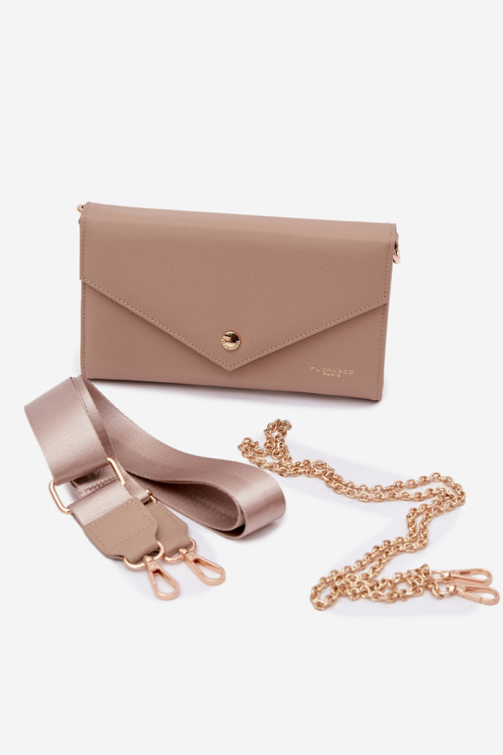 Step In Style Pauline Beige Faux Leather Envelope Clutch Bag