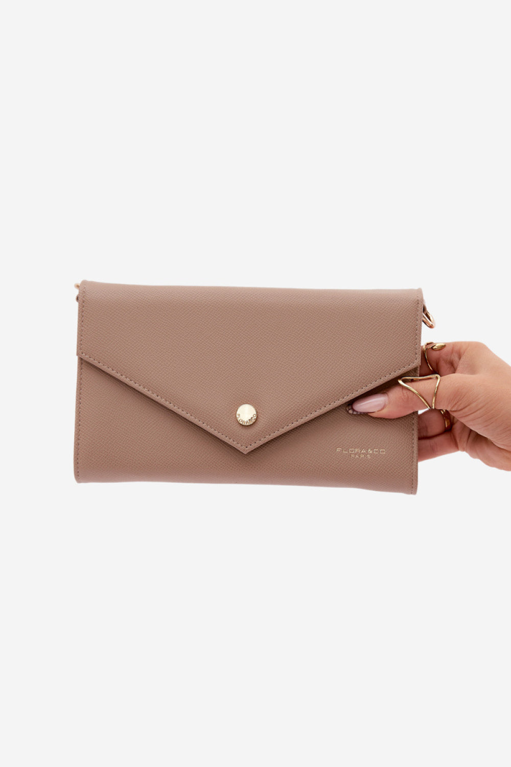 Step In Style Pauline Beige Faux Leather Envelope Clutch Bag - view 2