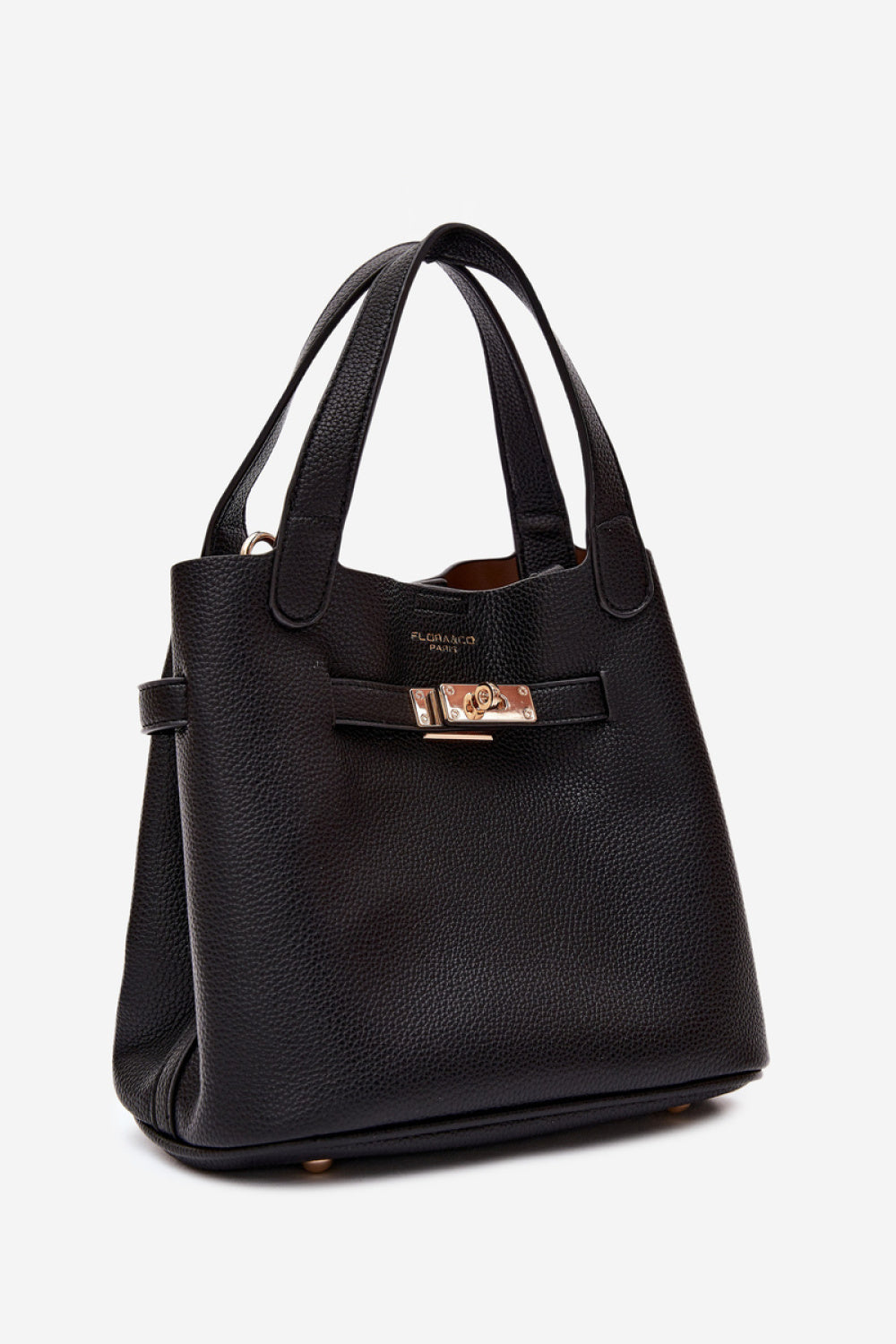Step In Style Crumble Black Faux Leather Handbag - view 2