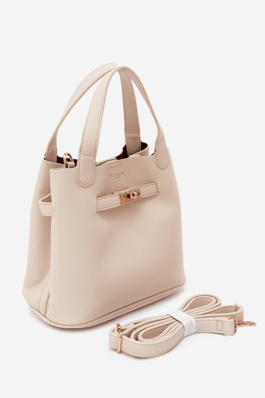 Step In Style Crumble Ecru Faux Leather Handbag