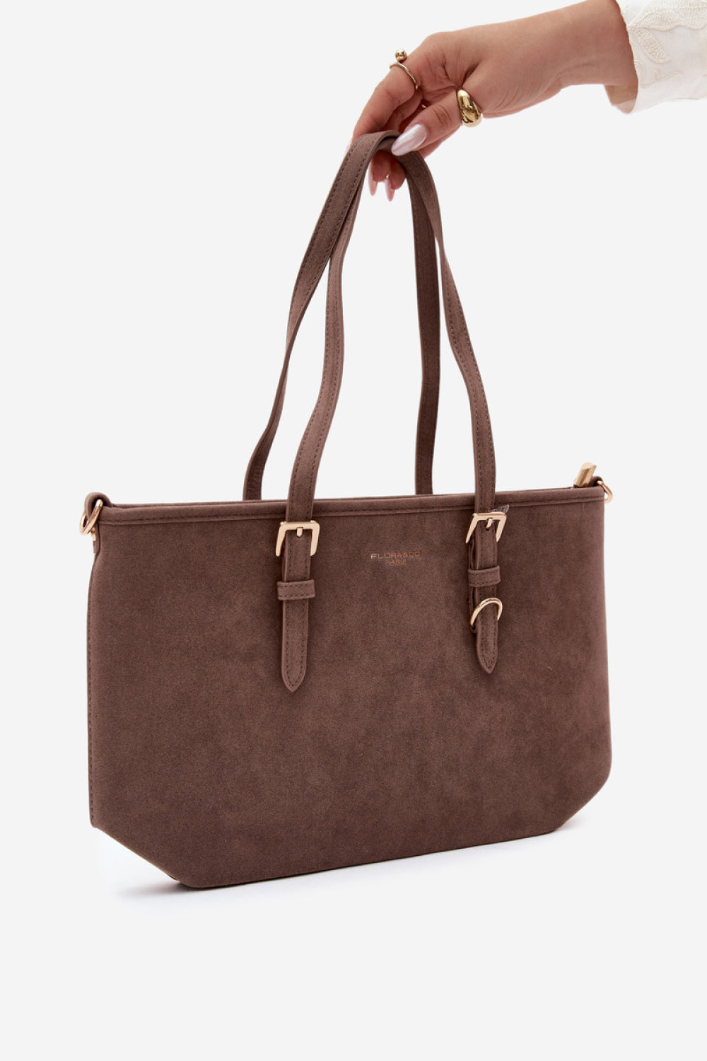 Step In Style Araminta Taupe Faux Suede Handbag
