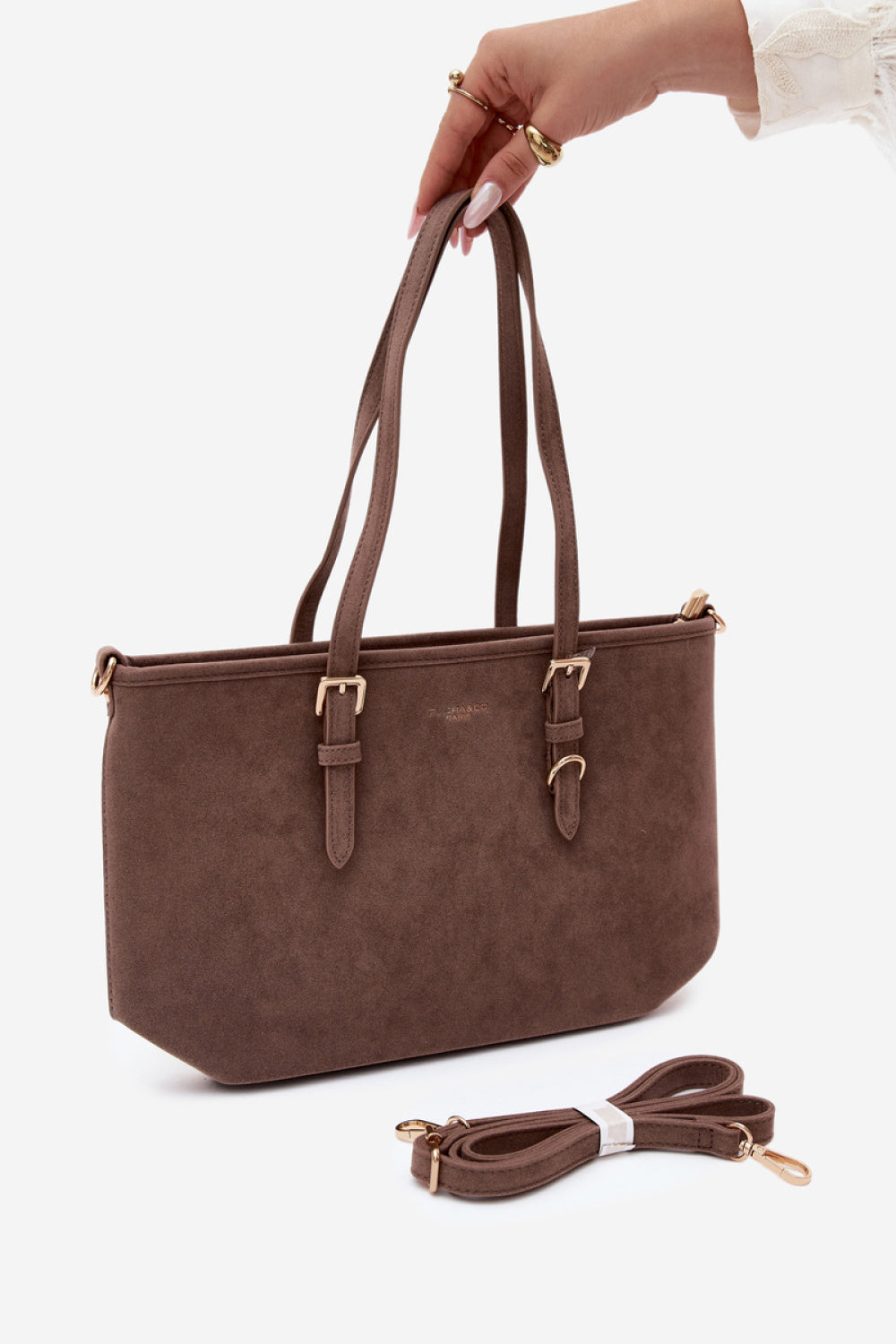 Step In Style Araminta Taupe Faux Suede Handbag - view 2