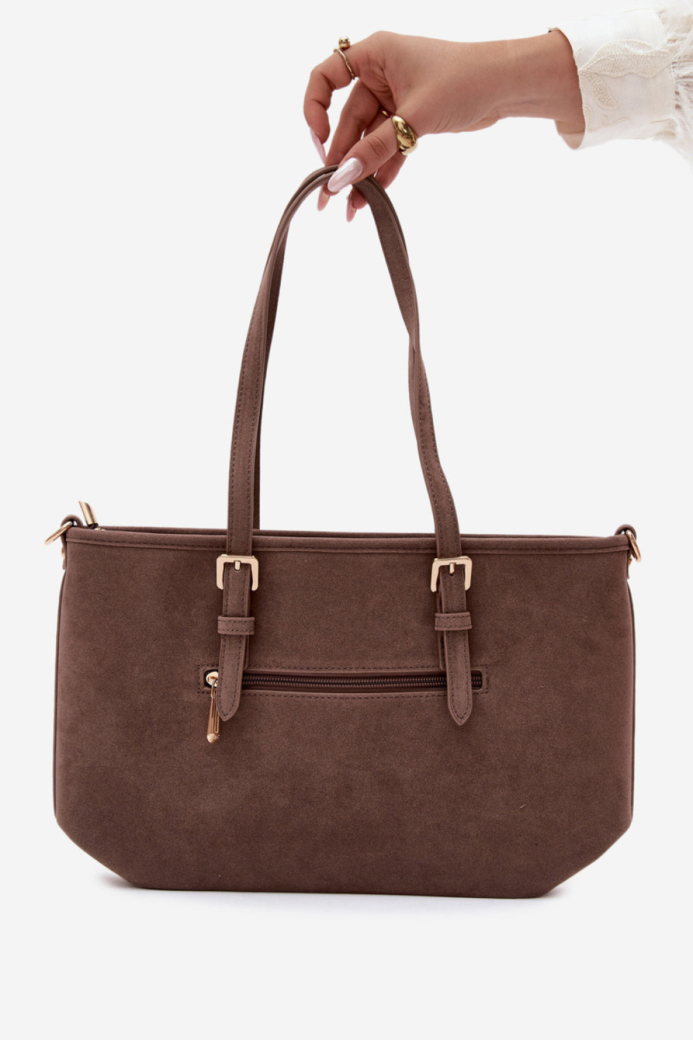 Step In Style Araminta Taupe Faux Suede Handbag - view 3