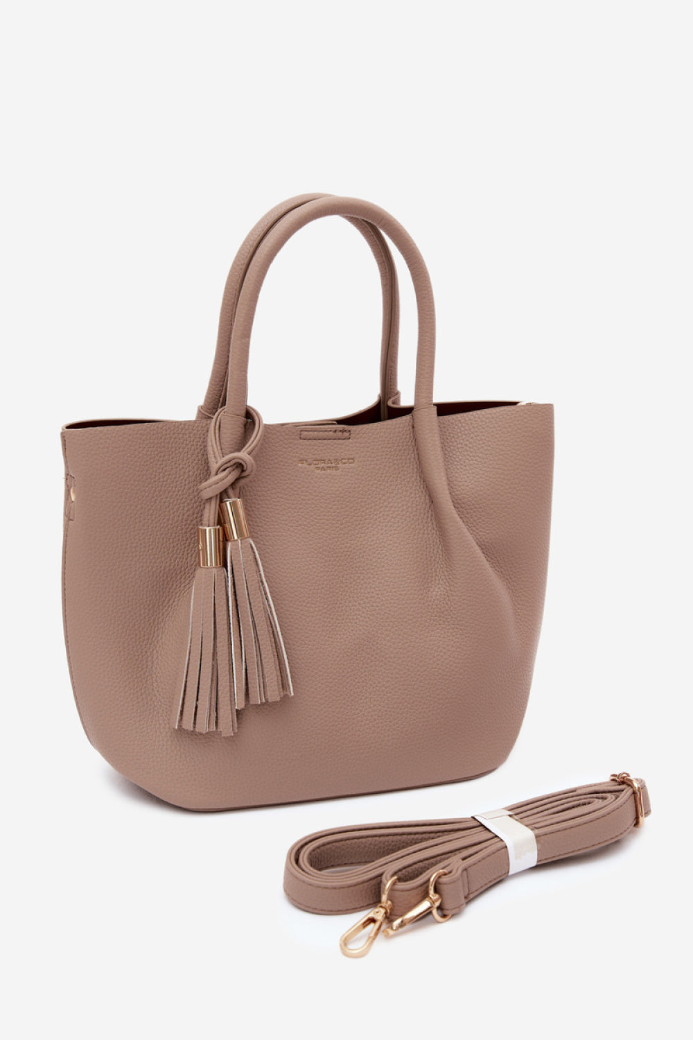 Step In Style Fleece Beige Faux Leather Handbag