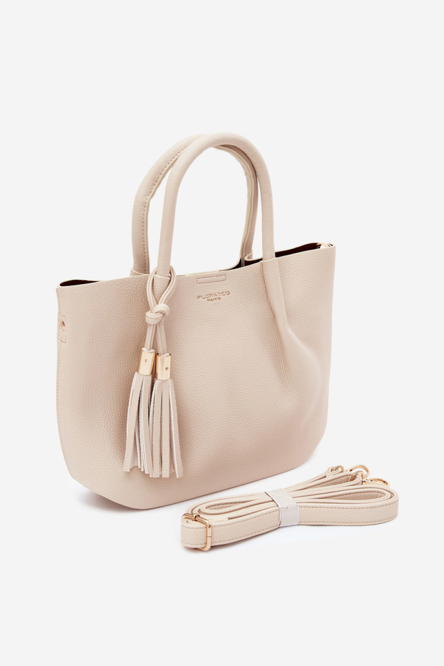 Step In Style Fleece Ecru Faux Leather Handbag