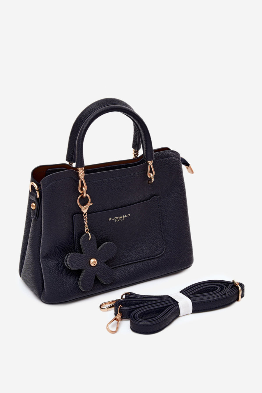Step In Style Noomi Navy Blue Faux Leather Handbag