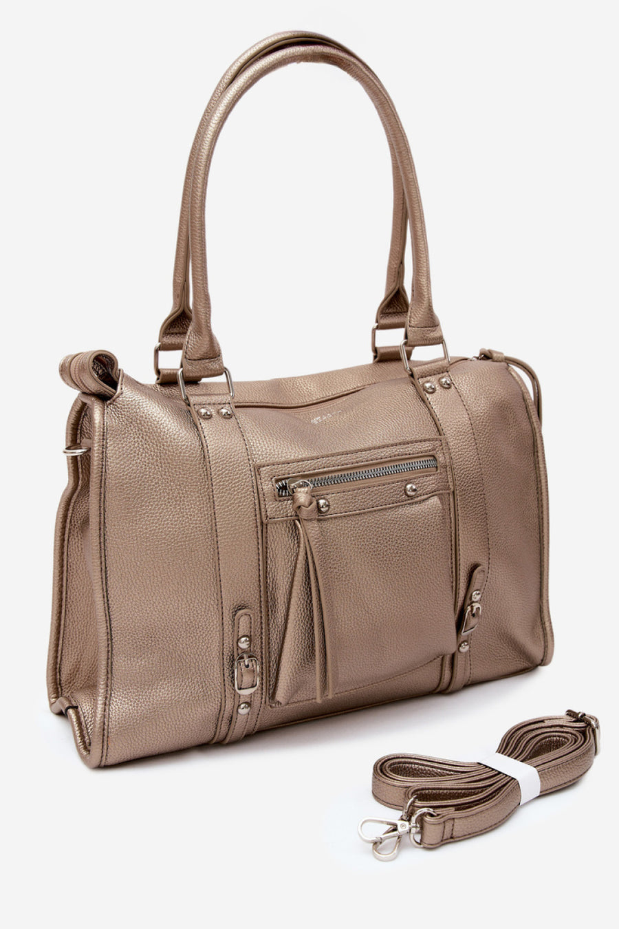 Step In Style Nolita Gold Faux Leather Handbag