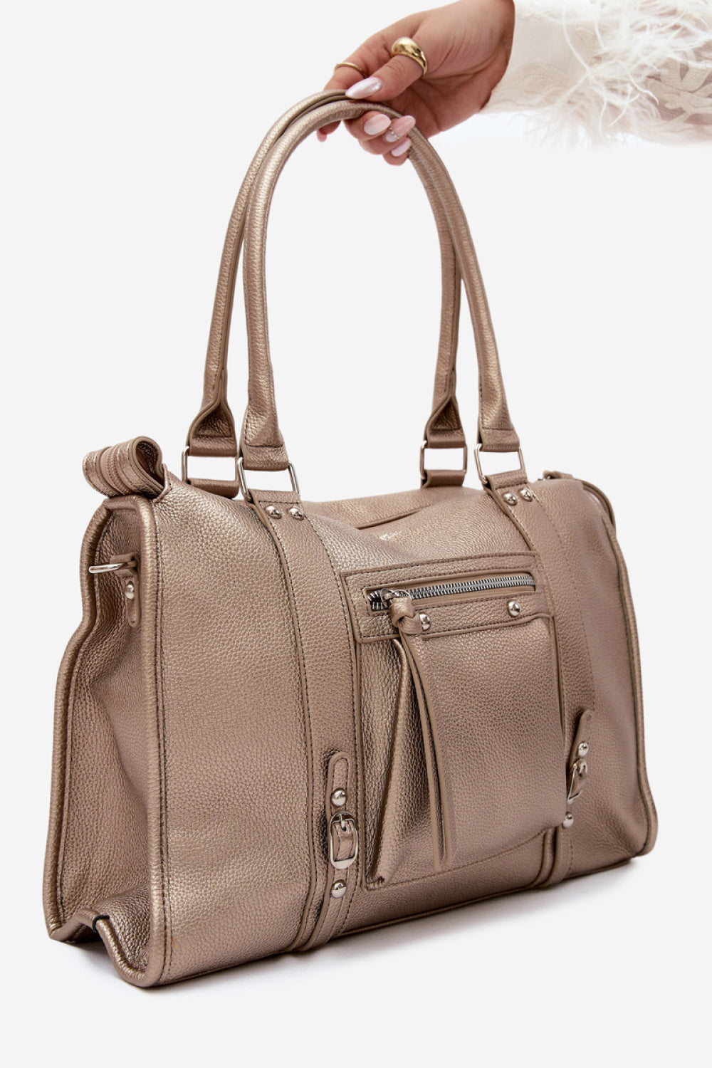Step In Style Nolita Gold Faux Leather Handbag - view 2