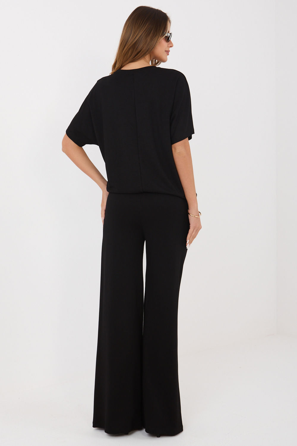 Relevance Black Wide Leg Short Sleeve Co-Ord Set - view 3