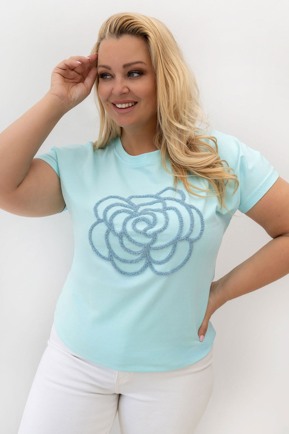 Relevance Mint Floral Short Sleeve Plus Size T-Shirt